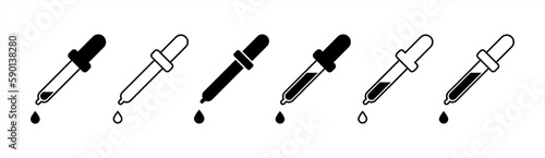 Dropper icon. Set of pipette icons. Laboratory analysis sign. Vector illustration 10 eps.