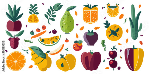 Tropical Fruit and Flower Patterns Vector Pack