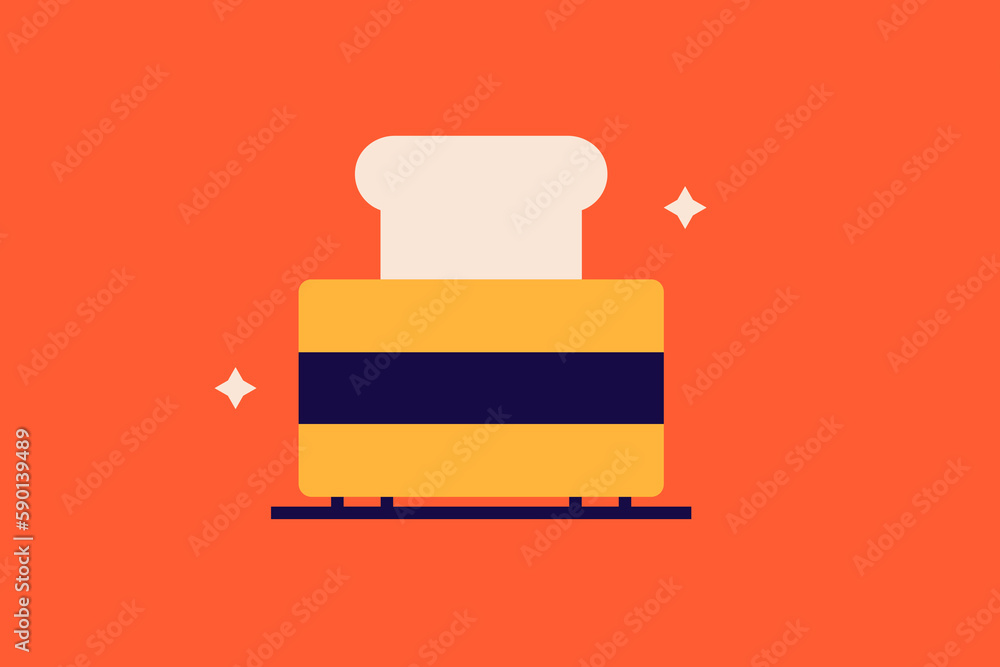 Geometric toaster illustration, vector breakfast icon in flat design art.
Geometric toaster illustration, vector breakfast icon in flat design art.