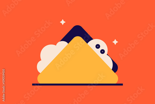 Geometric burrito illustration, vector steak burrito icon in flat design art.	
