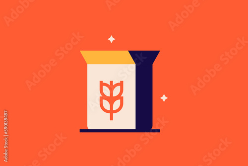 Geometric cereal illustration, vector flakes icon in flat design art.	
