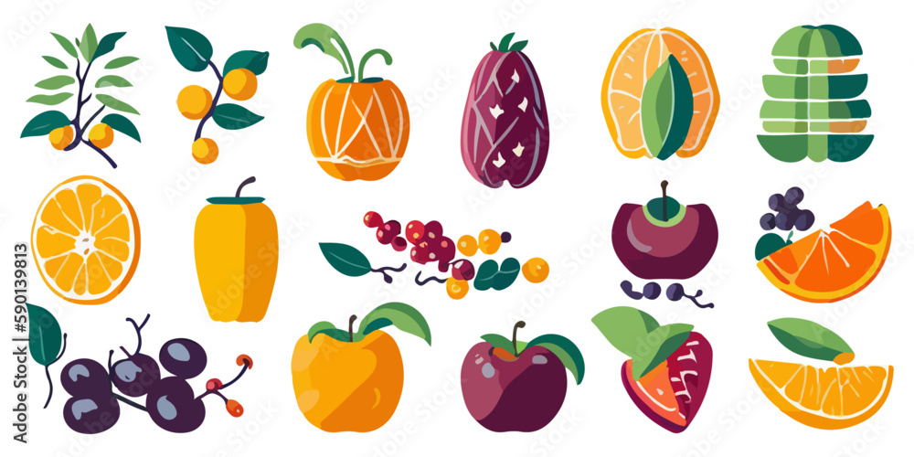 Realistic Fruit and Berry Illustration Pack