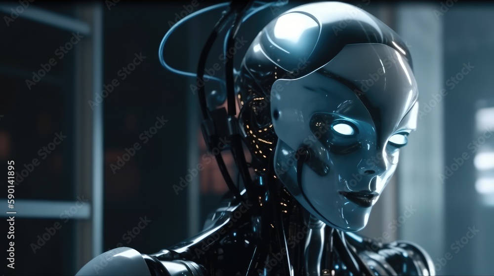 Robot artificial intelligence close-up. Neural network Robot artificial intelligence close-up. Neural network