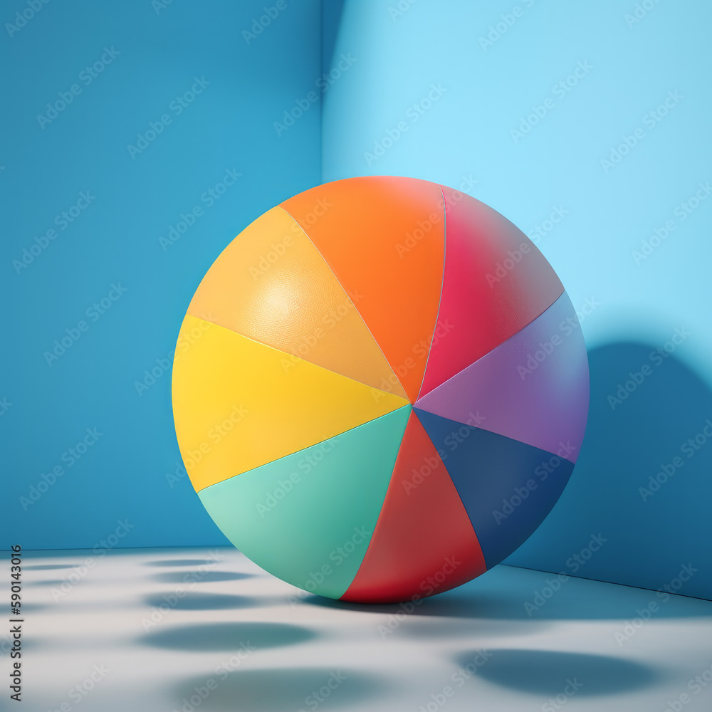 Fototapeta premium Beach ball on blue background