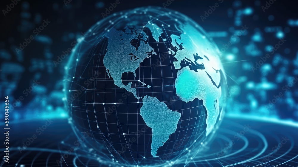 A hologram of the globe with neural networks. AI generated A hologram of the globe with neural networks. AI generated