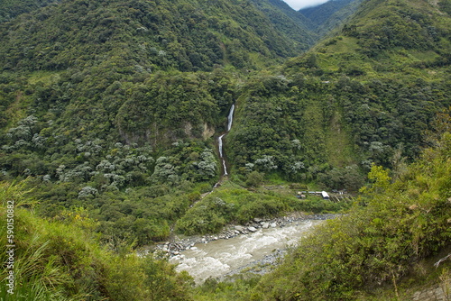 Waterfall San Pedro at Rio Pastaza at Banos, Tungurahua Province, Ecuador, South America 