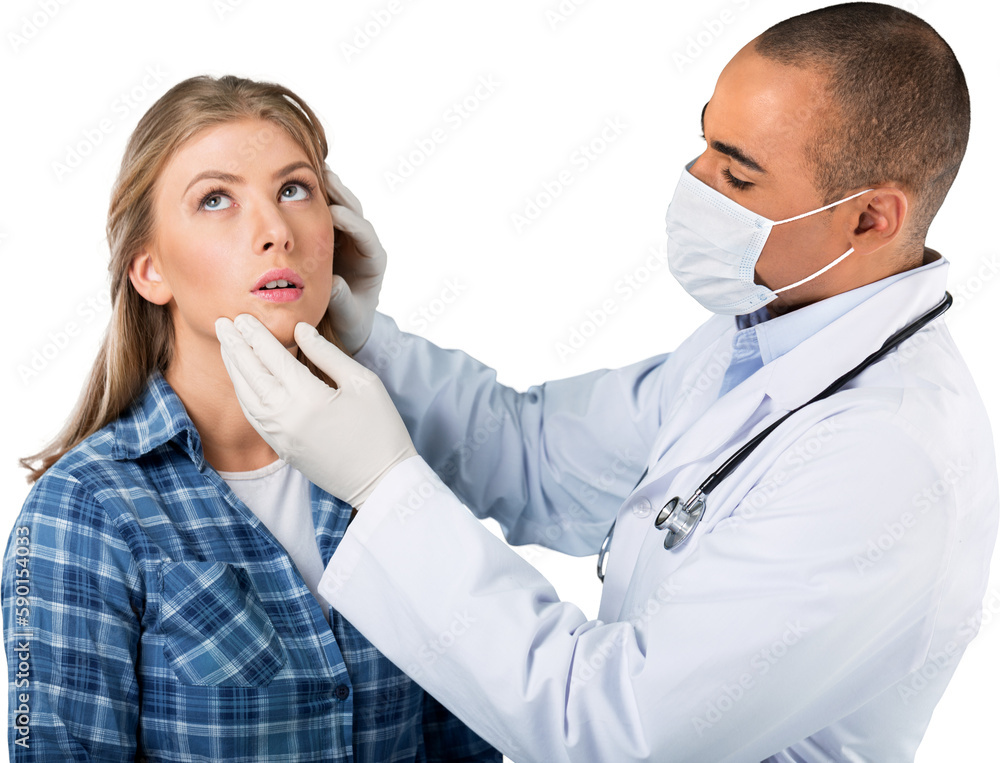 Male doctor with female patient in the clinic Male doctor with female patient in the clinic