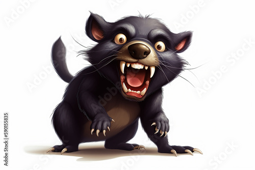 An amusing cartoon drawing of an angry Tasmanian devil  Generative AI. © Inge