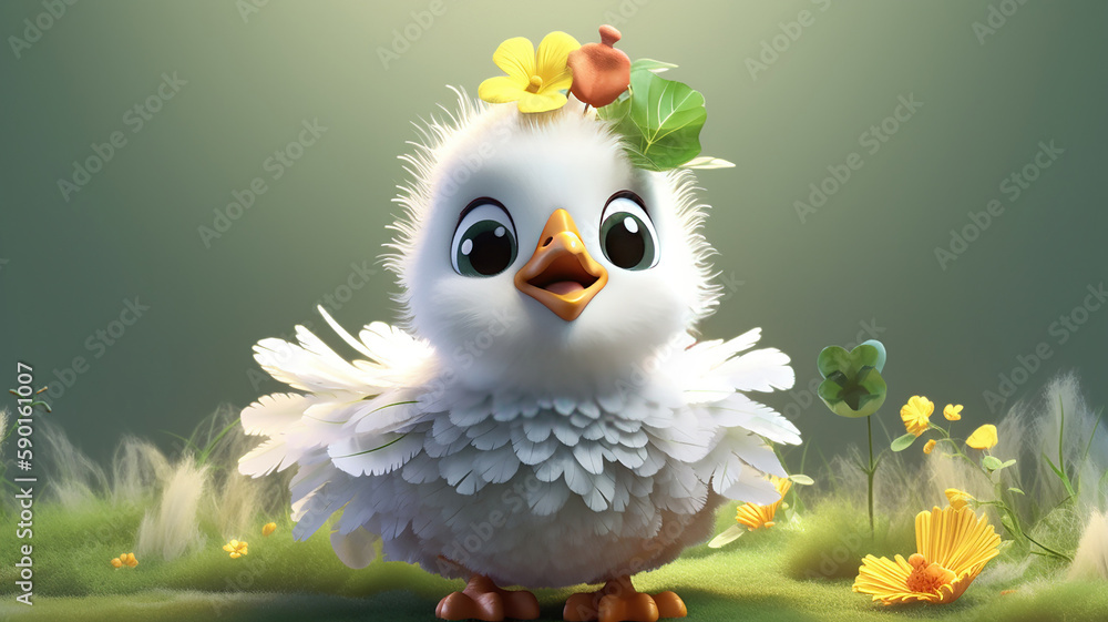 Illustration of a little cchicken. Generative AI. Illustration of a little cchicken. Generative AI.