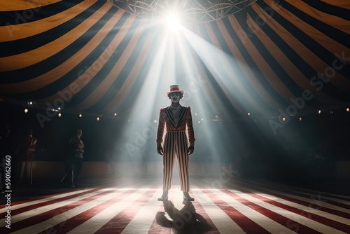 Fictional clown on stage under spotlights made with generative AI © Vitalii But
