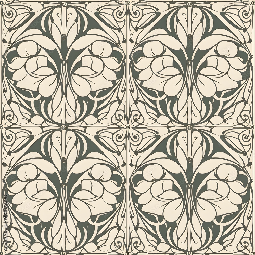 Fototapeta premium Abstract decorative ornament in monochrome style