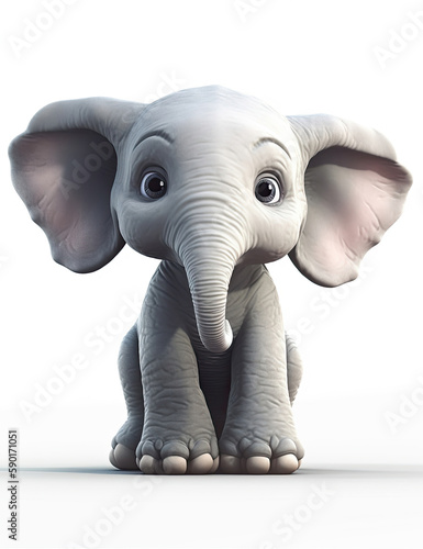 Baby Elephant, Cute Cartoon Style, Realistic, Logo Design, Graphic Design, T Shirt. Generative AI © Art for Insomniacs