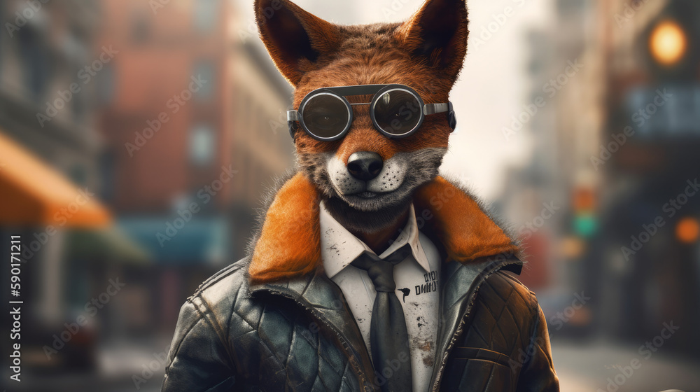 red fox portrait, an antropomorphic fox in a suit, generative ai red fox portrait, an antropomorphic fox in a suit, generative ai