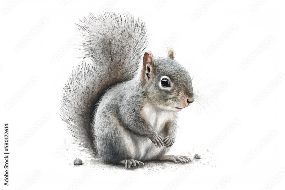 Obraz premium Gray squirrel sitting isolated on a white background Generative AI