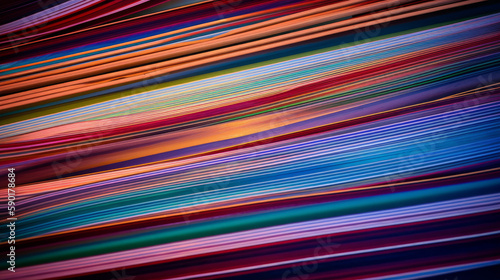 Abstract colorful lines as dynamical path, generative ai