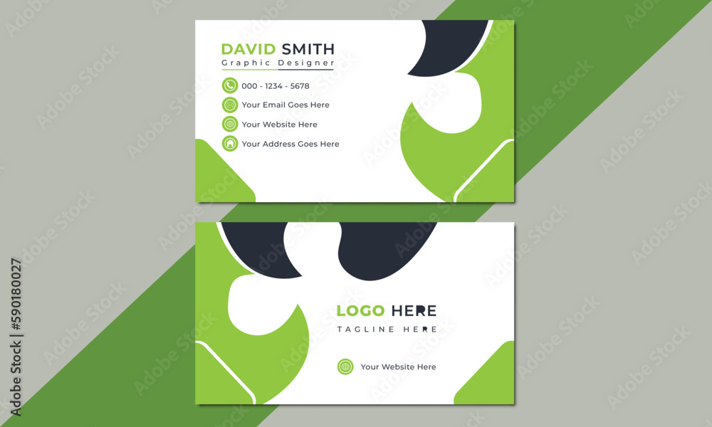 Green & black business card, Modern business card design, Official