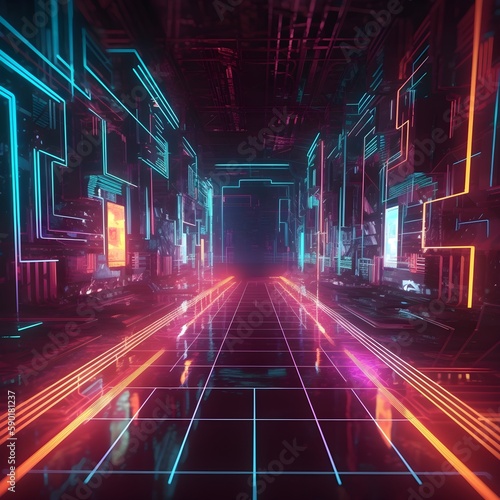 Cyberpunk neon electronic style
