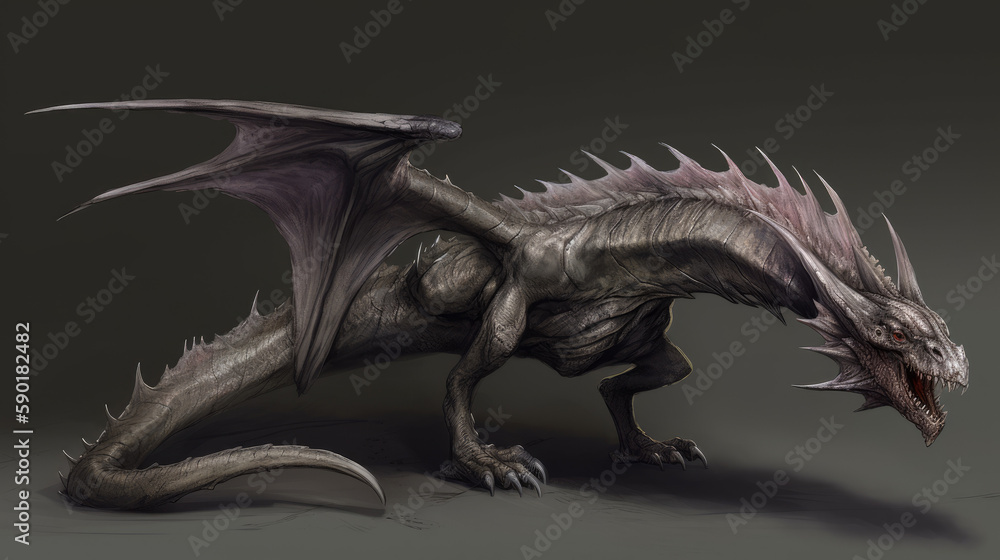 Fototapeta premium Creature concept art dragon in full body design, generative ai
