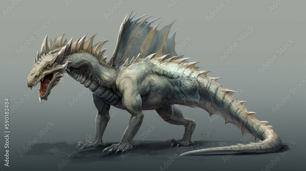 Creature concept art dragon in full body design, generative ai Creature concept art dragon in full body design, generative ai