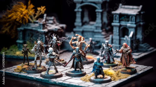 Dungeons and dragons miniature battle, generative ai © TheGoldTiger