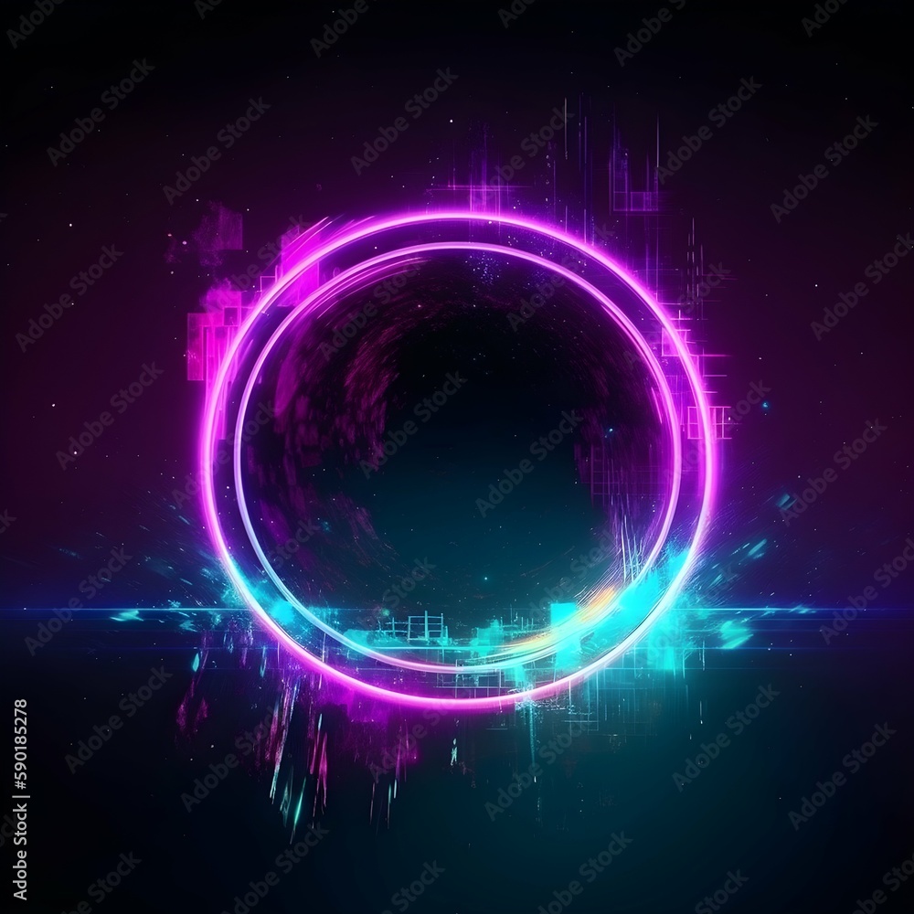 Retrowave glitch circle Retrowave glitch circle
