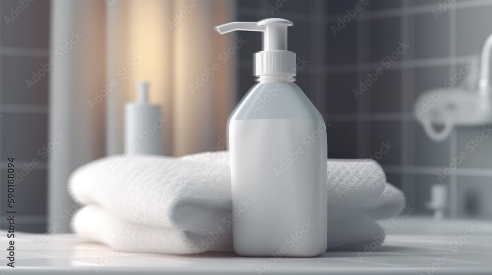 Liquid soap battle with towels, generative ai Liquid soap battle with towels, generative ai