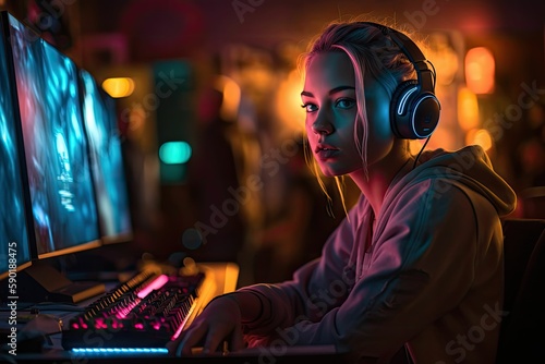  A Happy Woman Gamer on the Rise, generative ai