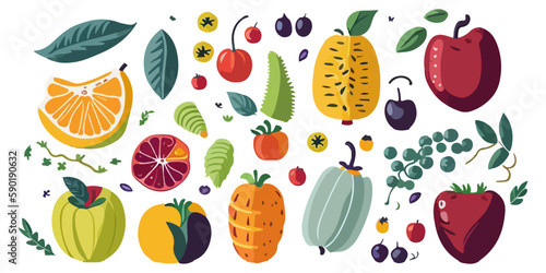 Fototapeta Naklejka Na Ścianę i Meble -  Vector Illustrations of Tropical Fruits for a Lively Design