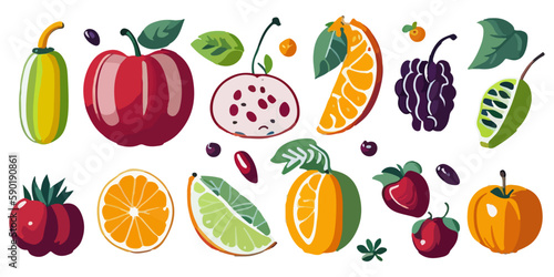 Fototapeta Naklejka Na Ścianę i Meble -  Cute and Adorable Fruit Illustrations in Vector Format
