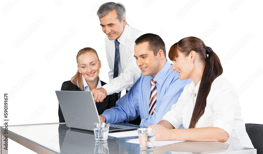 Successful business team working with laptop Successful business team working with laptop