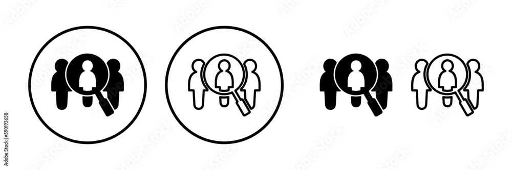 Hiring icon vector. search job vacancy icon. magnifying glass looking for people Hiring icon vector. search job vacancy icon. magnifying glass looking for people