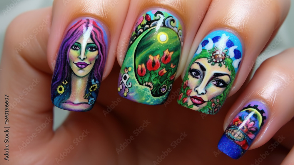 Girl with nails painted, generative ai Girl with nails painted, generative ai