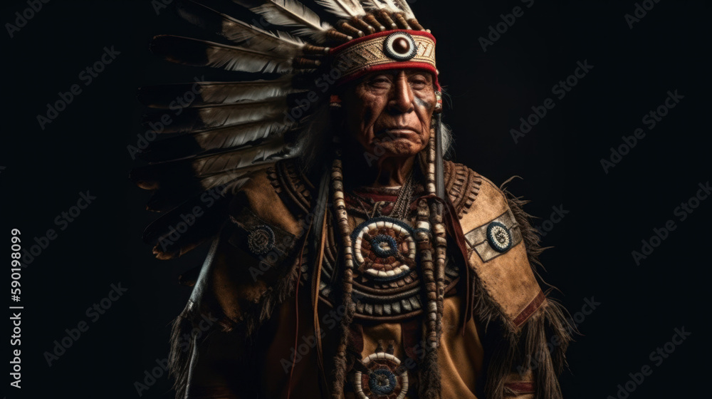 Victorious american indian warrior, fictional person, generative ai Victorious american indian warrior, fictional person, generative ai