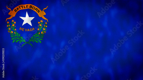 Nevada state flag waving illustration. Blue background, white star, 