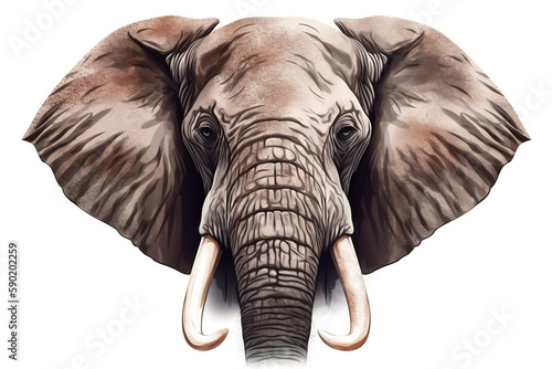 Elephant Head  Animal  Illustration Isolated On White Background  Made Using Generative Ai