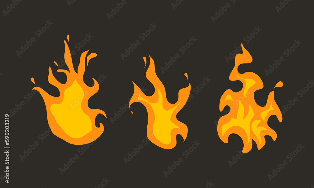 Set of red and orange fire flame. Collection of hot flaming element. Idea of energy and power. Isolated vector illustration in flat style Set of red and orange fire flame. Collection of hot flaming element. Idea of energy and power. Isolated vector illustration in flat style