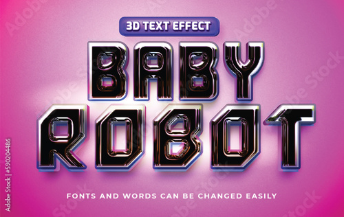 Baby robot 3d editable text effect style