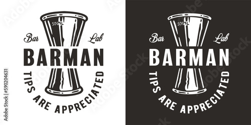 Barman cocktail jigger or double jiggers for bartending. Chromed metal cocktail bar tool for bartender.