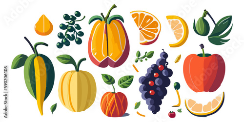Colorful and Varied Fruit Vector Set