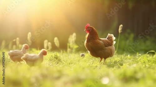 a hen with little chicken