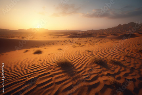 landscape sunset in the desert. AI