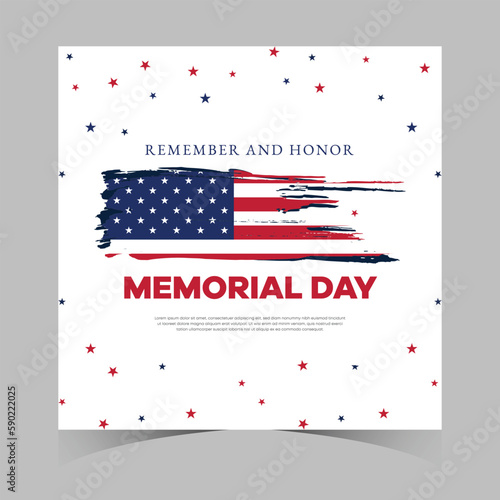 memorial day web banner. happy memorial day holiday post. memorial day weekend banner. Memorial Day social media template design of USA national flag colors