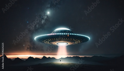 UFO with lights in space