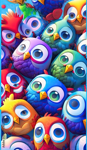 seamless pattern with colorful owls