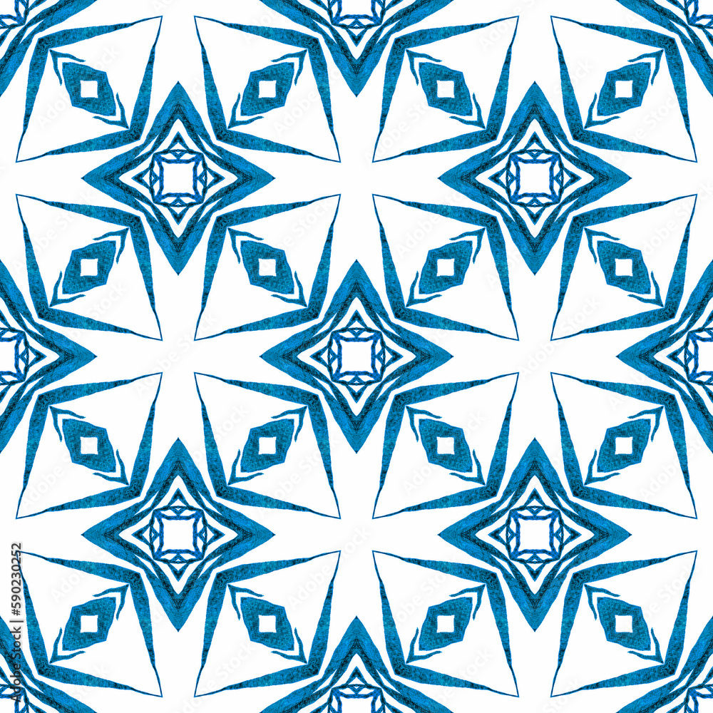 Ikat repeating swimwear design. Blue marvelous Ikat repeating swimwear design. Blue marvelous