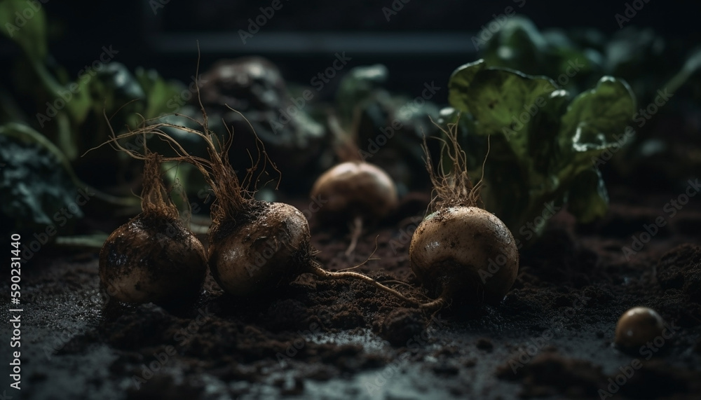 Obraz premium Turnip just pulled - Generative AI