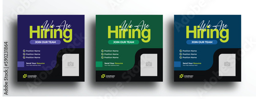 Company employee hiring square banner social media post template