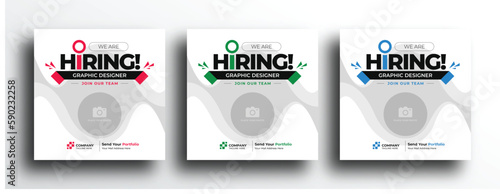 Clean and creative hiring square banner template design for social media post