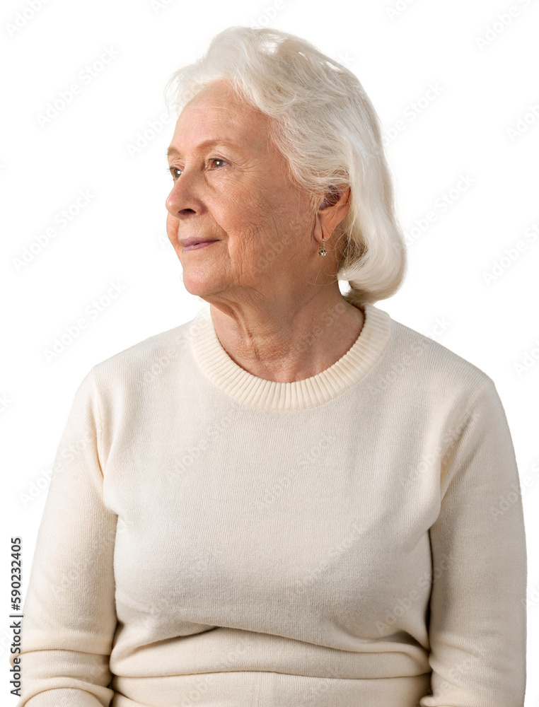 Portrait of old Woman, Isolated on Transparent Background Portrait of old Woman, Isolated on Transparent Background