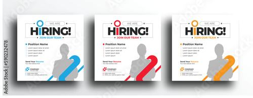 Modern and creative hiring square banner template design for social media post photo